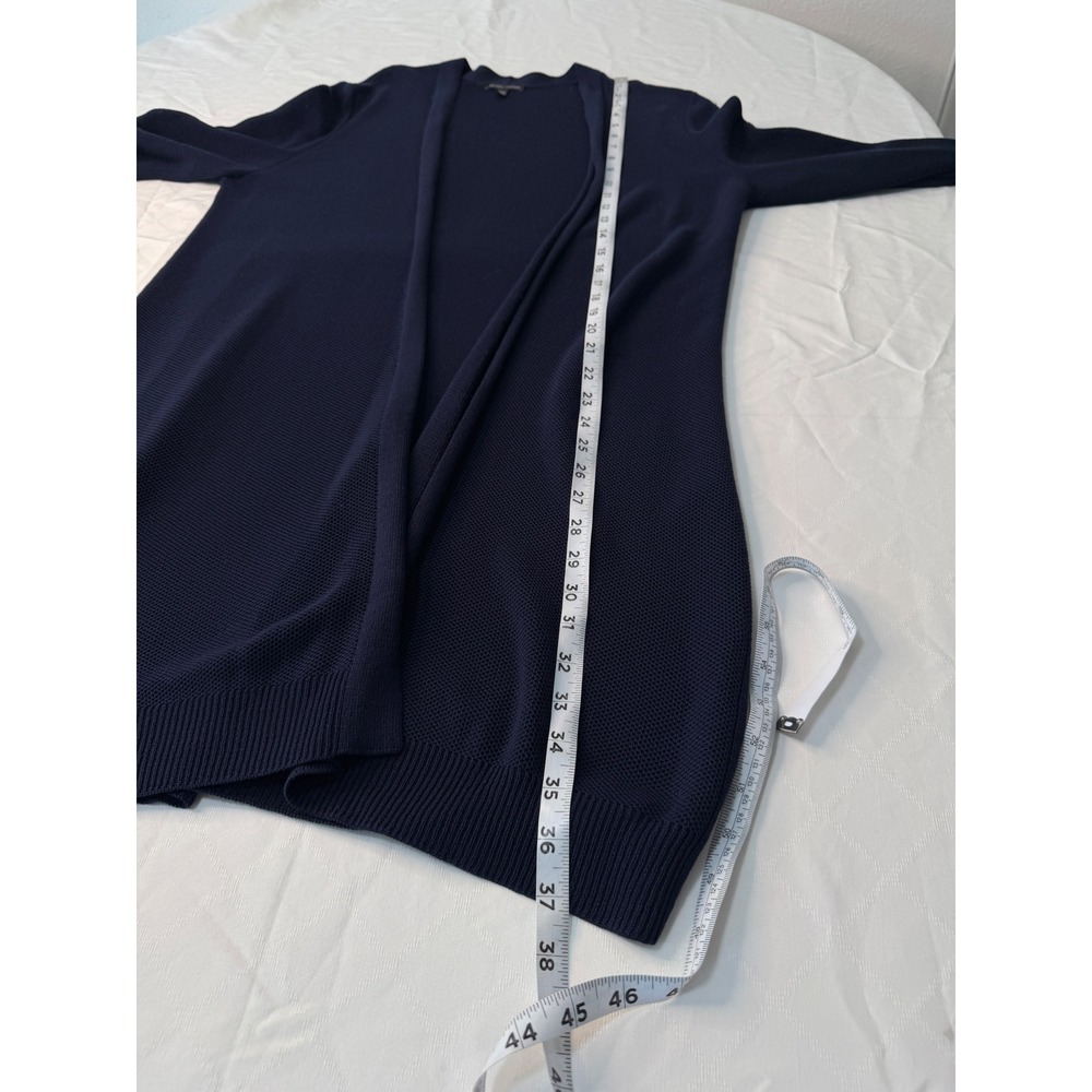 Eileen Fisher Navy Blue Knit Cardigan Open Front‎ Duster Minimalist Career Large - Picture 9 of 10